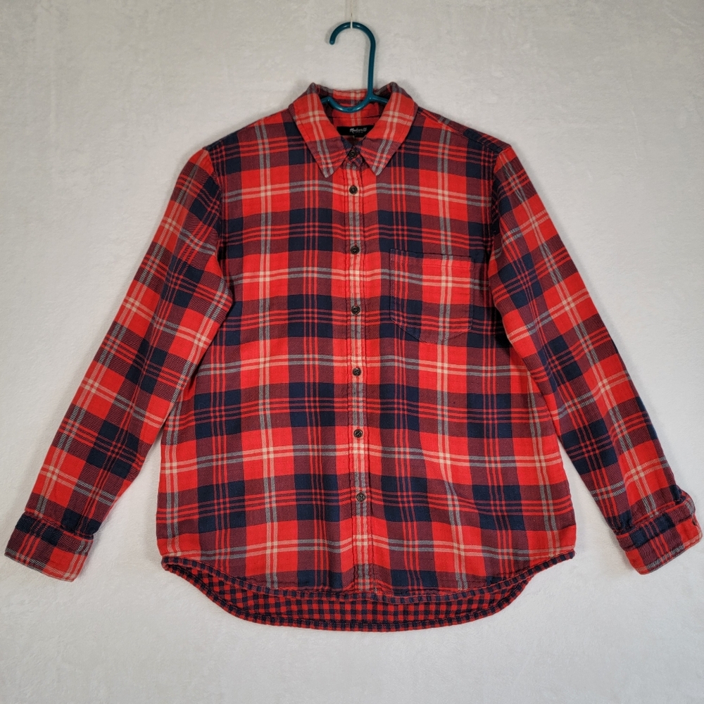 Madewell Red and Blue Plaid Button Down, Size XS